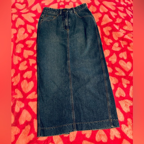 DKNY Denim Long Maxi Blue Skirt With Back Slit Size 4 - Picture 1 of 8
